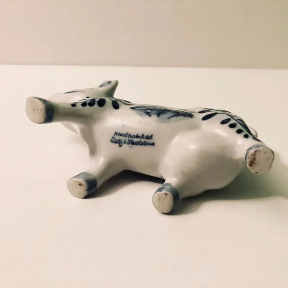 Vintage Delft Blue Colour Cow Creamer Pitcher Hand Painted  Holland - Picture 6 of 16